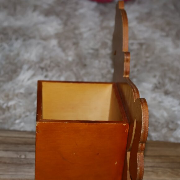 Vintage Rocking Horse Holiday Decor Square Box Christmas Planter Pens Utensils - Picture 6 of 12